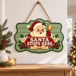 Santa visits here paint by numbers door hanger as indoor wall decor