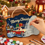 Santa wagon with gifts paint by numbers door hanger painting process