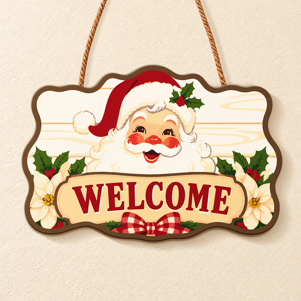 Santa welcome paint by numbers door hanger finished design