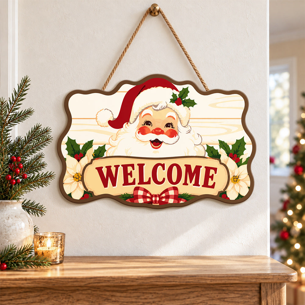 Santa welcome paint by numbers door hanger as indoor wall decor