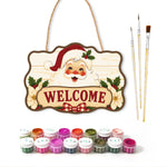 Santa welcome paint by numbers door hanger with paints and brushes