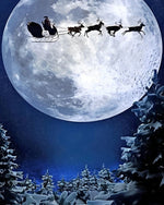 Santa's sleigh flying across a full moon silhouette cross stitch kit for beginners
