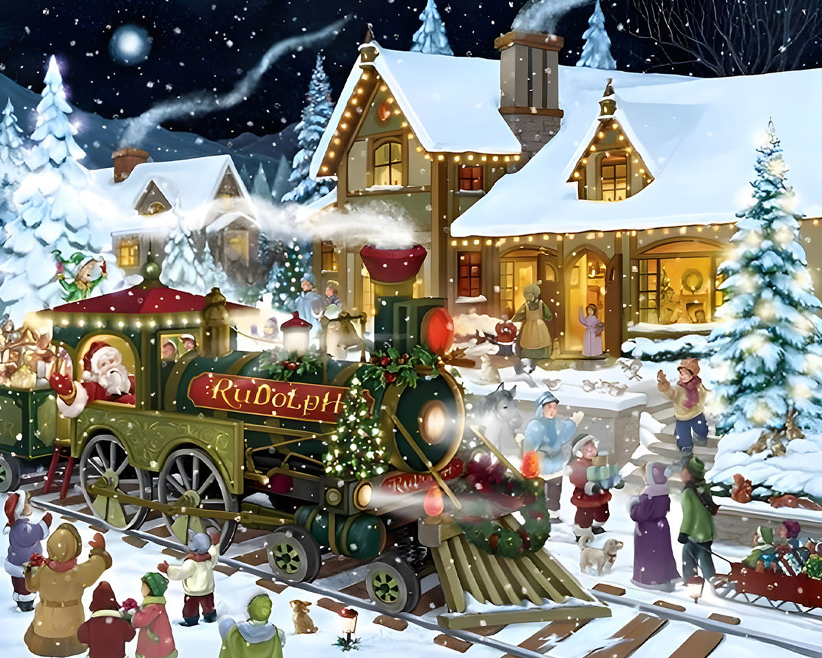 Santa's train cross stitch kit for beginners