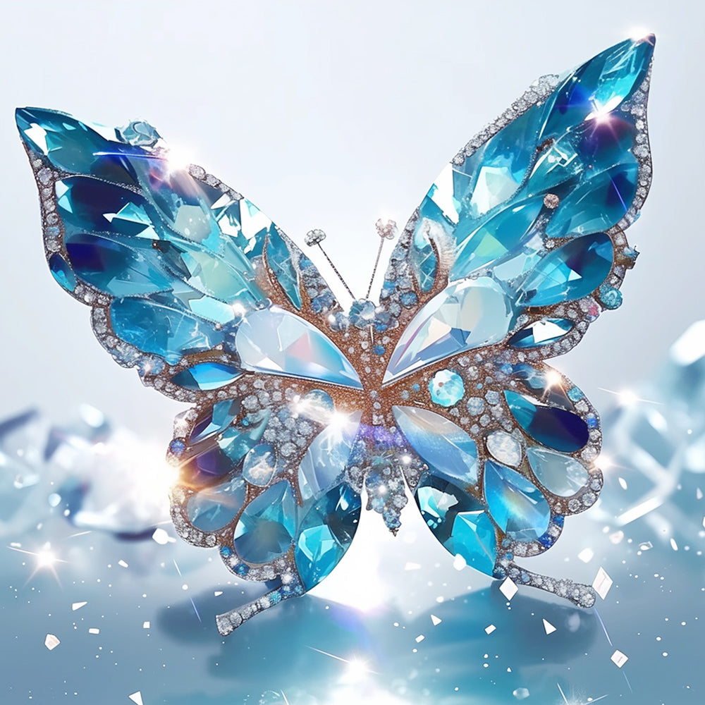 Sapphire crystal butterfly cross stitch kit for beginners