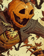 Scary pumpkin scarecrow cross stitch kit for beginners