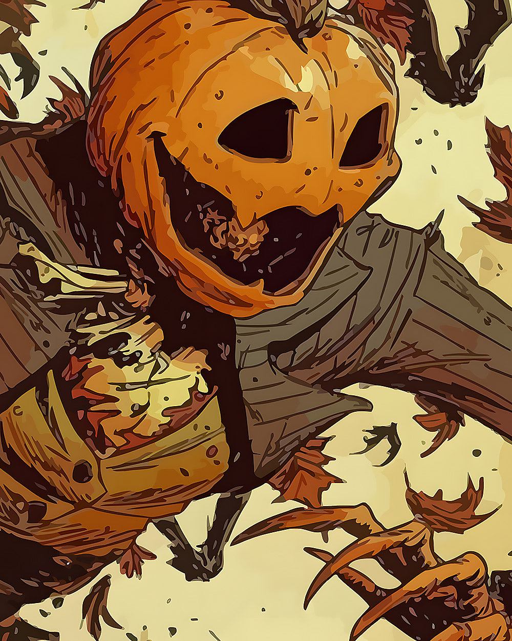 Scary pumpkin scarecrow cross stitch kit for beginners