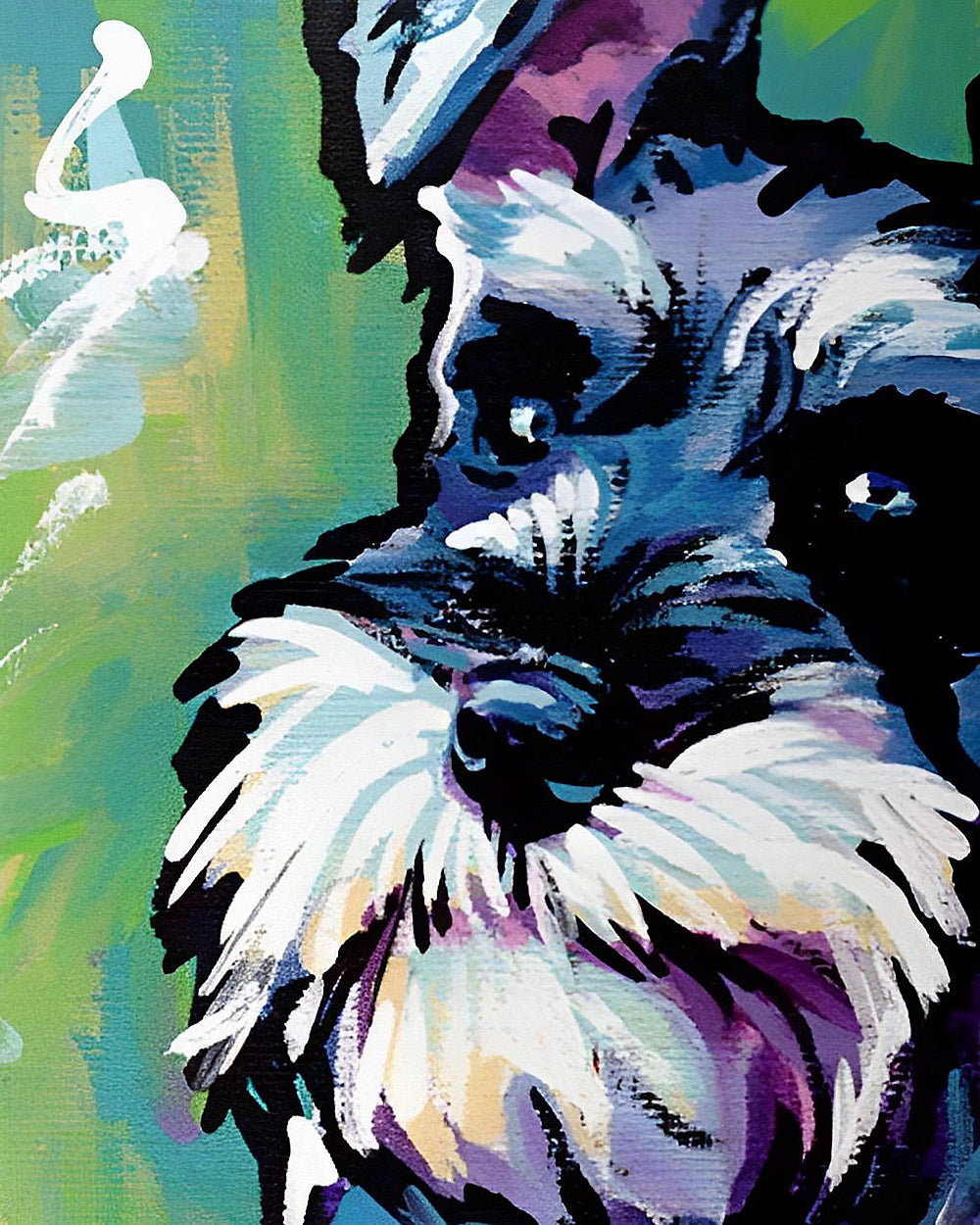 Schnauzer portrait cross stitch kit for beginners