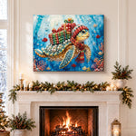 Finished sea turtle with holiday gifts pearl diamond painting artwork displayed as holiday home decor