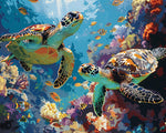Sea turtles and tropical fish paint by numbers kit for beginners