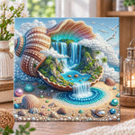 Seashell paradise waterfall pearl diamond painting kit for beginners