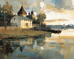 Seaside church and reflection cross stitch kit for beginners
