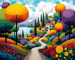 Seaside colourful garden path paint by numbers kit for beginners