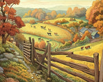 Sheep grazing on autumn hills paint by numbers kit for beginners