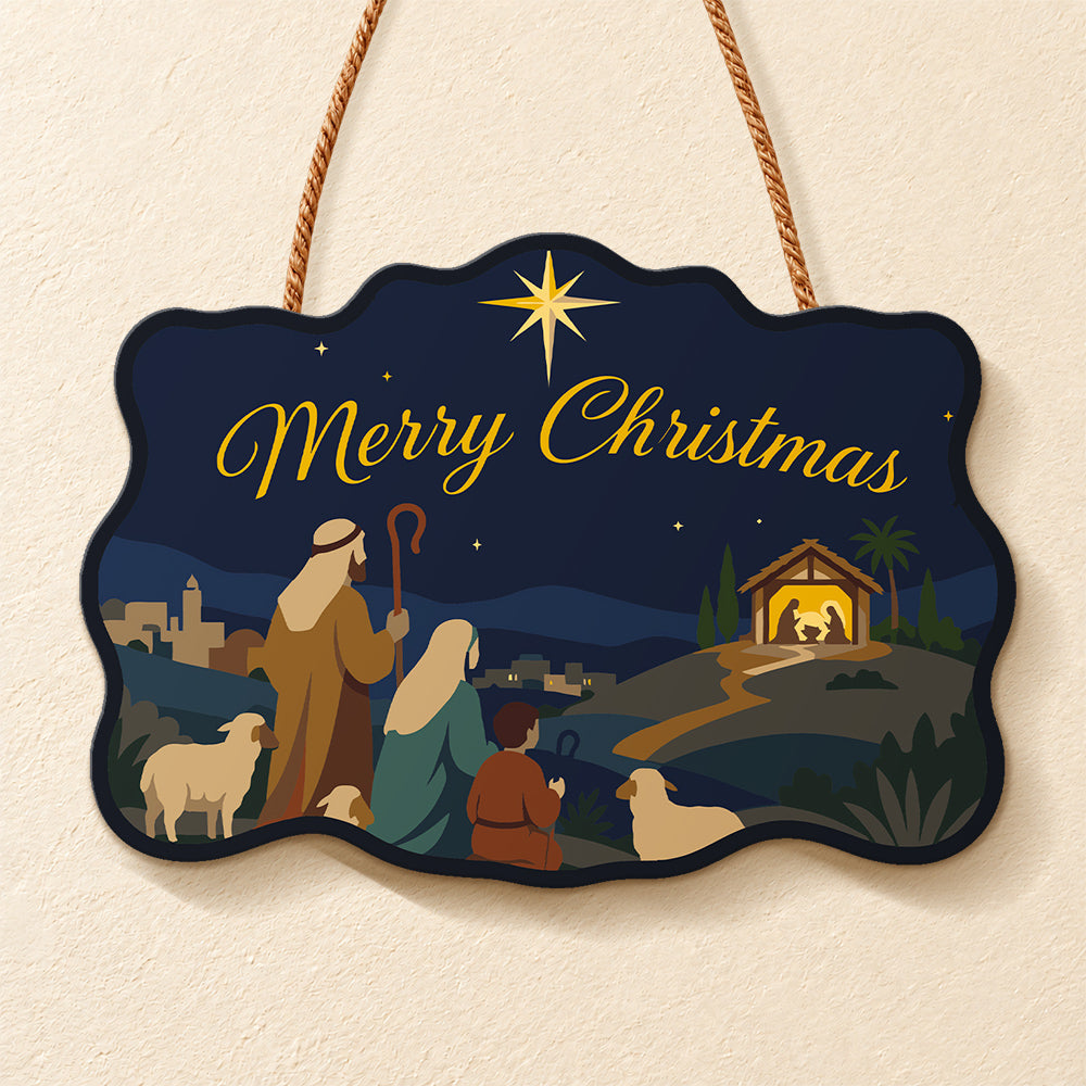 Shepherds witness the star paint by numbers door hanger finished design