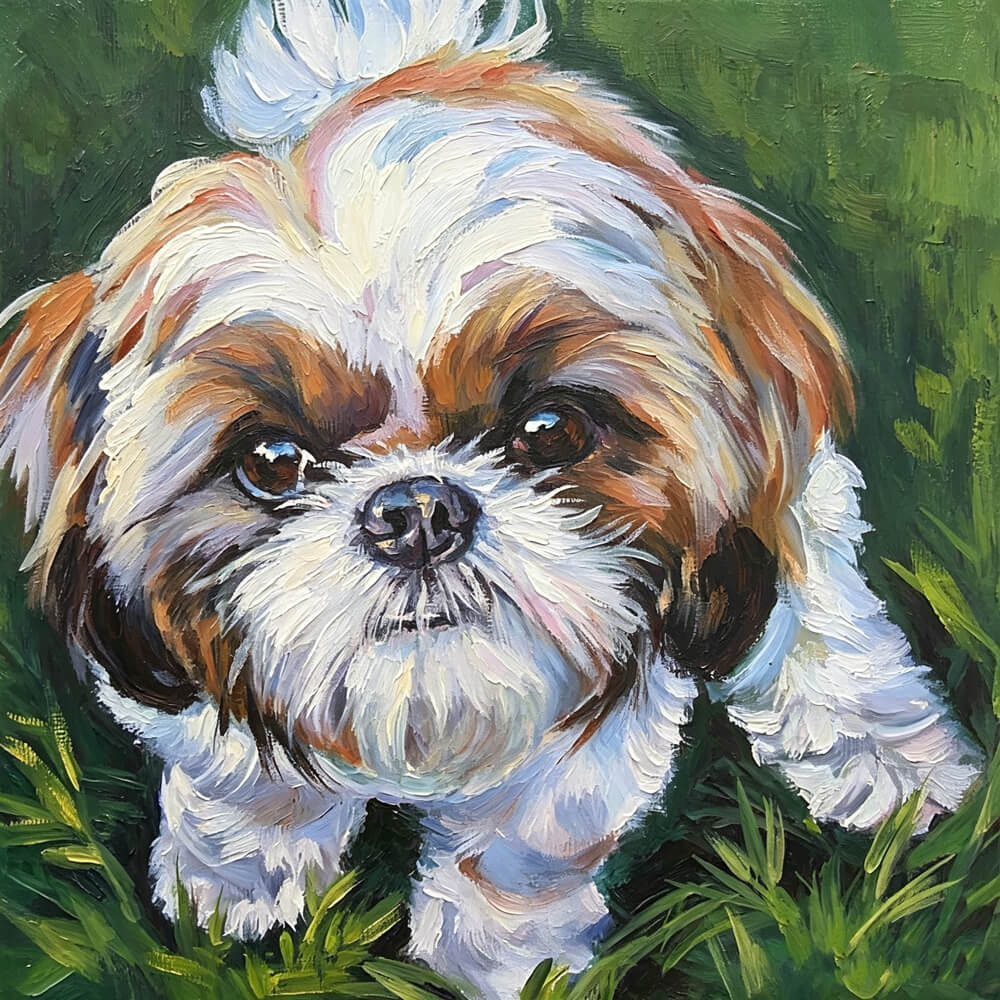 Shih tzu puppy portrait cross stitch kit for beginners