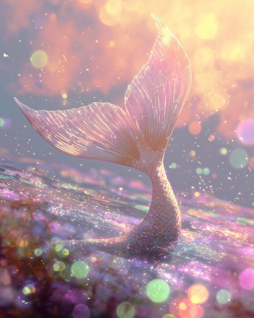 Shimmering mermaid tail cross stitch kit for beginners