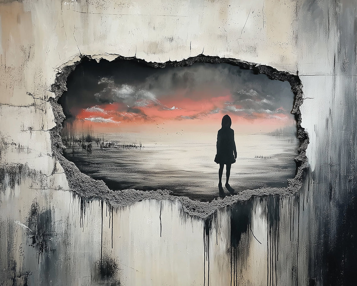 Silhouette in broken wall paint by numbers kit for beginners