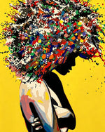 Silhouette with colourful afro hair cross stitch kit for beginners