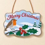 Simple robin christmas paint by numbers door hanger finished design