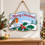 Simple robin christmas paint by numbers door hanger as indoor wall decor