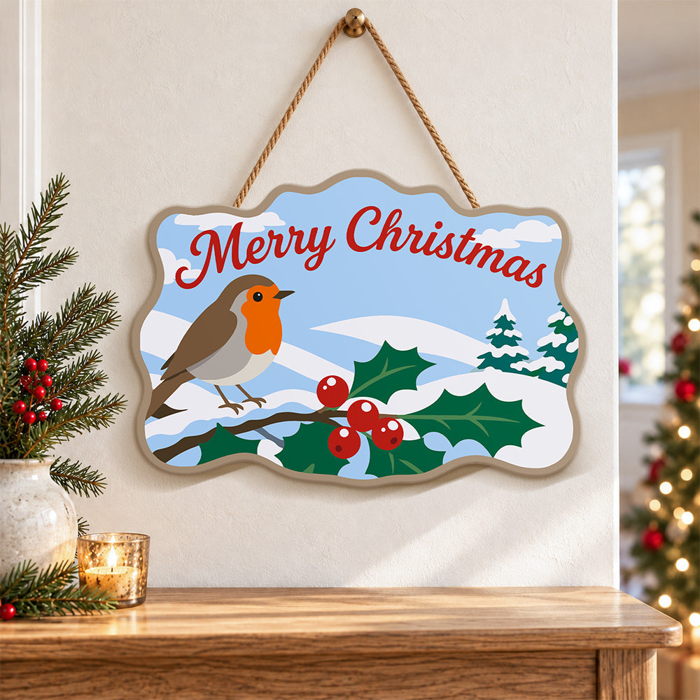 Simple robin christmas paint by numbers door hanger as indoor wall decor