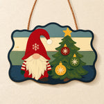 Single gnome and tree paint by numbers door hanger finished design