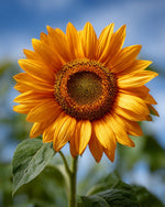 Single sunflower against blue sky cross stitch kit for beginners