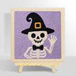 Skeleton in witch hat punch needle kit for beginners