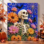 Skeleton with colourful blossoms pearl diamond painting kit for beginners