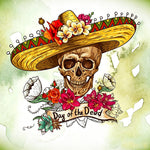 Skull in sombrero cross stitch kit for beginners