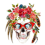 Skull with diamond eyes cross stitch kit for beginners