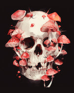 Skull with red mushrooms cross stitch kit for beginners