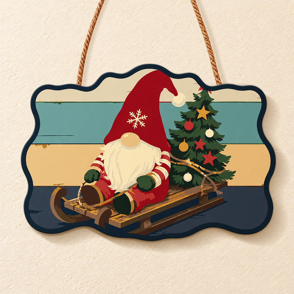Sledding gnome joy paint by numbers door hanger finished design