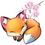 Sleeping fox with cherry blossoms cross stitch kit for beginners