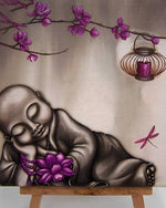 Sleeping monk with purple lotus paint by numbers kit for beginners