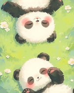 Sleepy pandas in the grass cross stitch kit for beginners