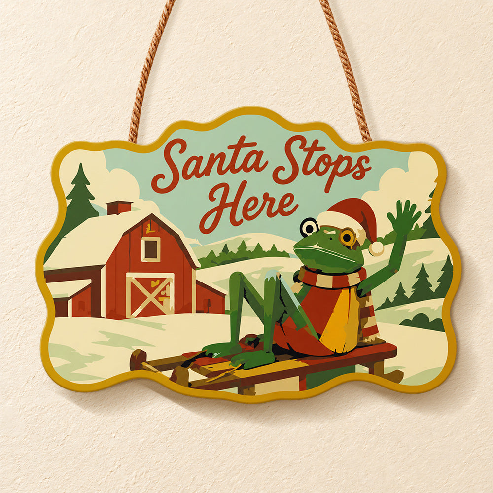 Sleigh farm wave paint by numbers door hanger finished design