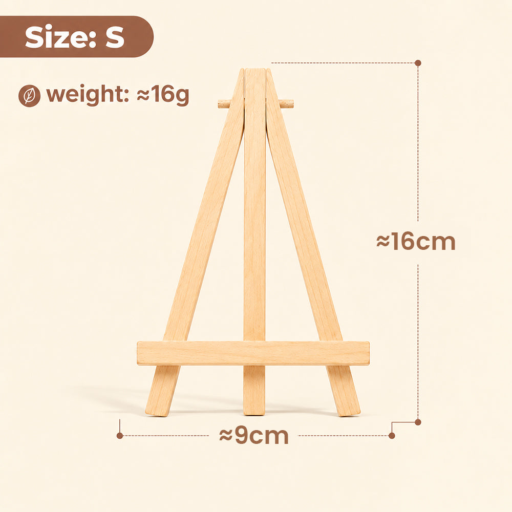 Small wooden display stand for finished embroidery hoop art, approximately 16cm tall