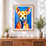 Finished smiling chihuahua cross stitch artwork displayed
