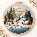 Snow mountain village embroidery kit