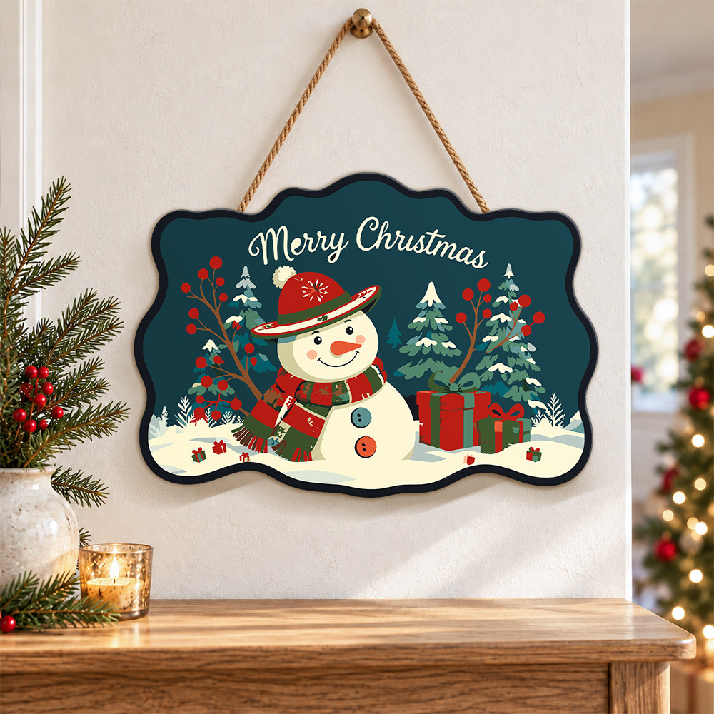 Snowman christmas scene paint by numbers door hanger as indoor wall decor