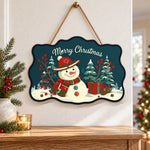 Snowman christmas scene paint by numbers door hanger as indoor wall decor