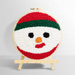 Snowman face punch needle kit for beginners