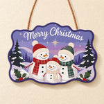 Snowman family christmas paint by numbers door hanger finished design