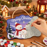 Snowman family christmas paint by numbers door hanger painting process
