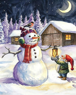 Snowman gnome and robin paint by numbers kit for beginners