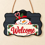Snowman welcome paint by numbers door hanger finished design
