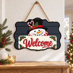Snowman welcome paint by numbers door hanger as indoor wall decor
