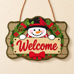Snowman welcome wreath paint by numbers door hanger finished design