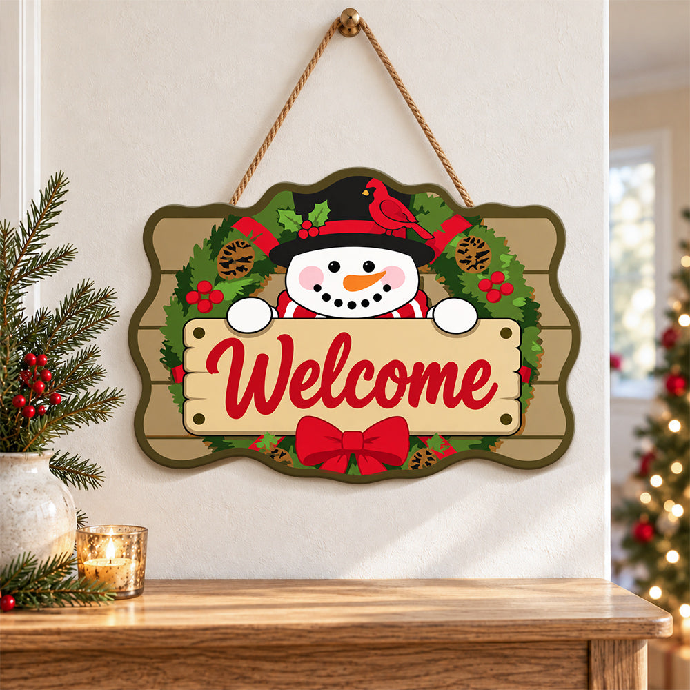 Snowman welcome wreath paint by numbers door hanger as indoor wall decor